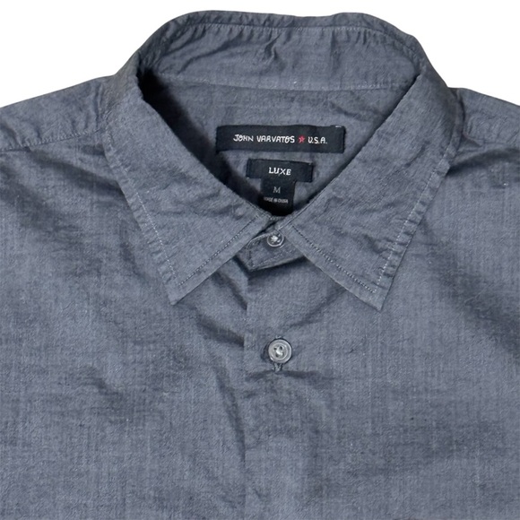 JOHN VARVATOS USA - Men’s Grey Cotton Long-Sleeve Button down Shirt - Medium - Picture 4 of 6